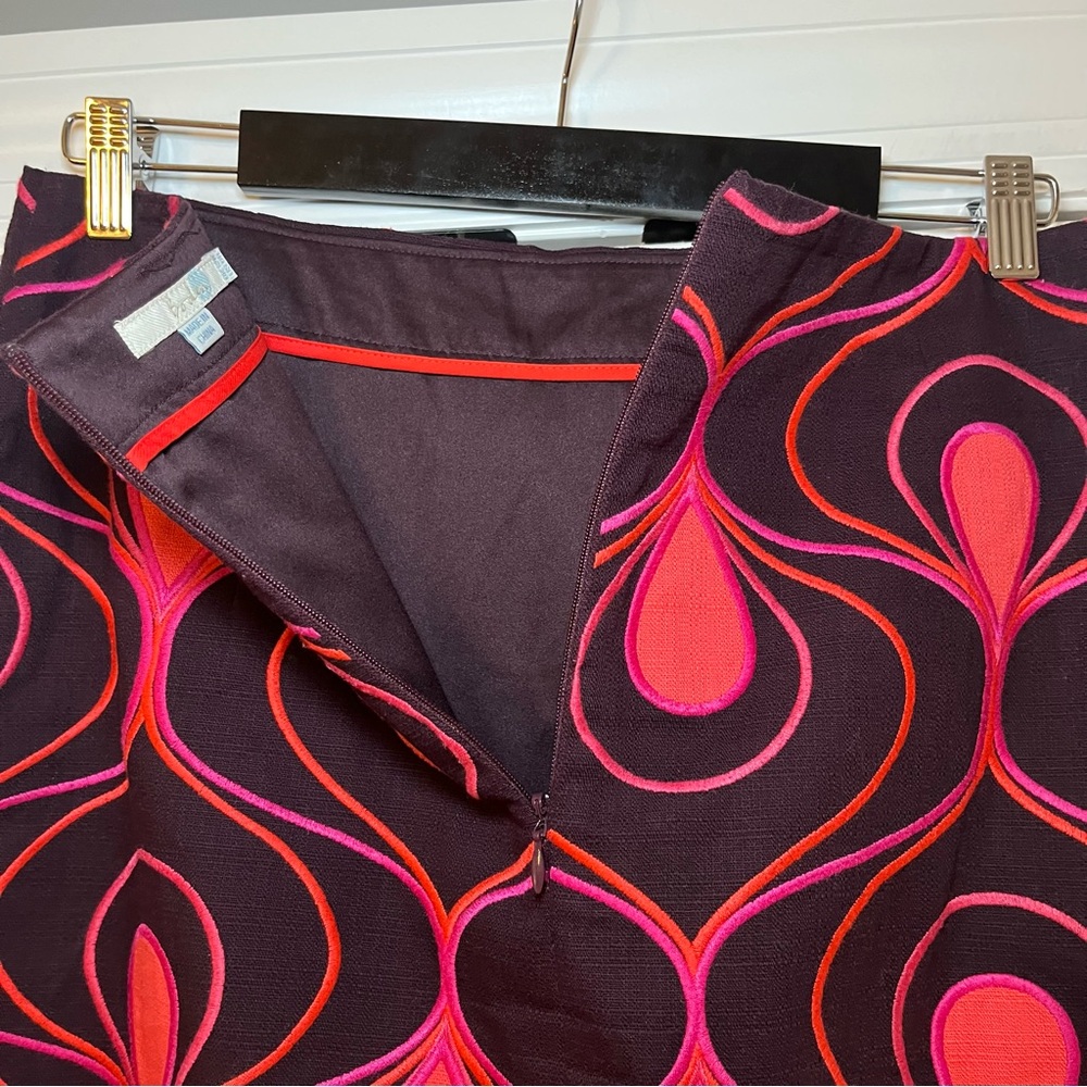 Boden Retro Swirl Embroidered Skirt Size 8 Cotton Pattern Geometric - Picture 5 of 6